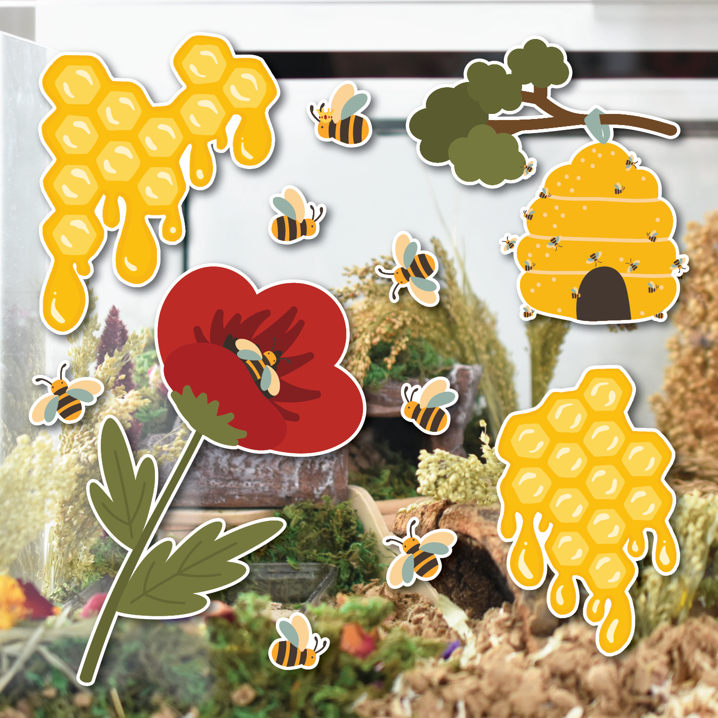 Honey & Hive | Static Cling | Pet Cage Theme