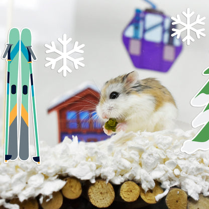 A hamster in a ski resort created with Furnishables Mountain Resort static cling sticker theme