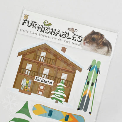 Furnishables mountain resort static cling sticker theme for decorating and customising small pet cages and tanks