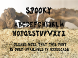 Font & text examples of spooky pet name stickers by Furnishables