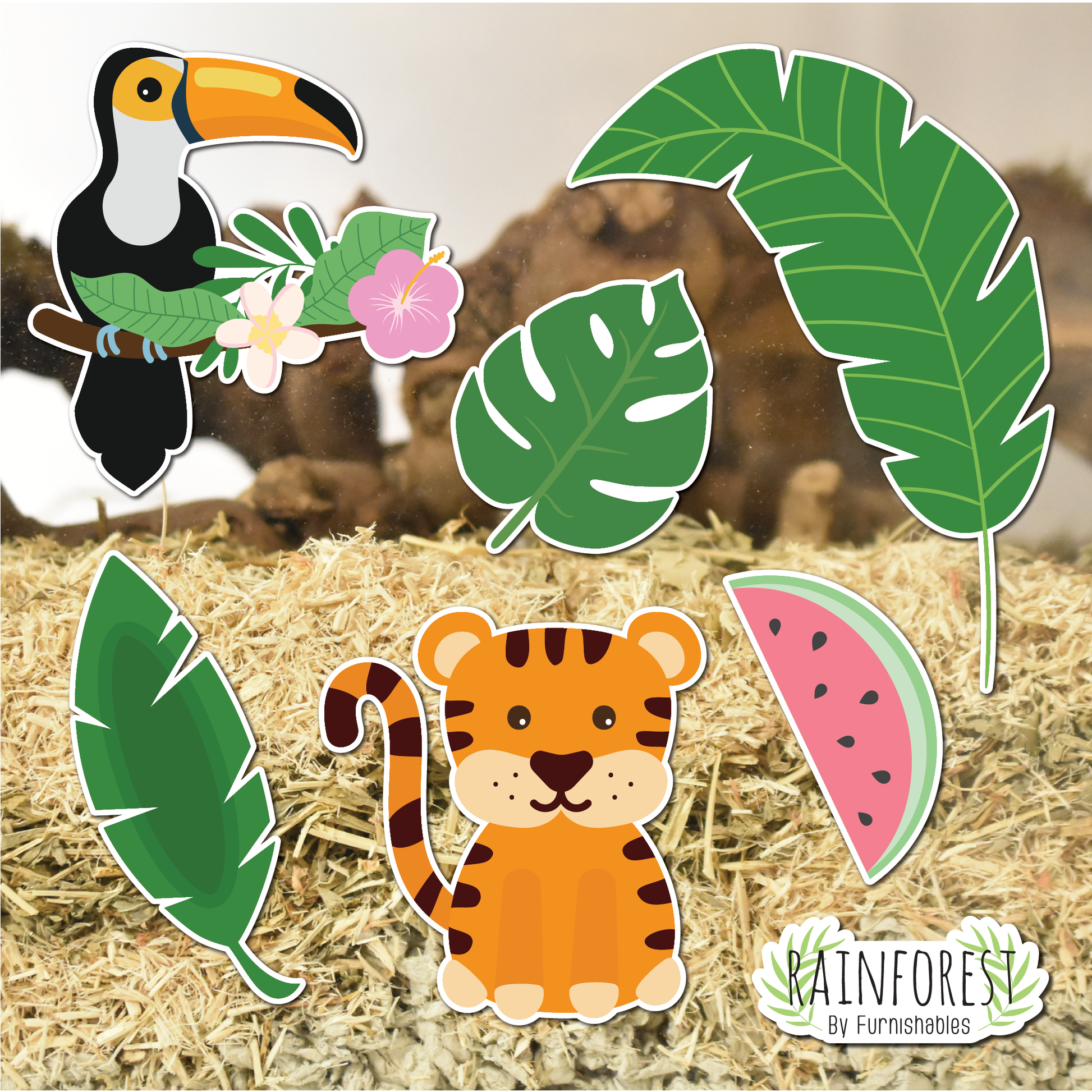 Rainforest | Static Cling | Pet Cage Theme