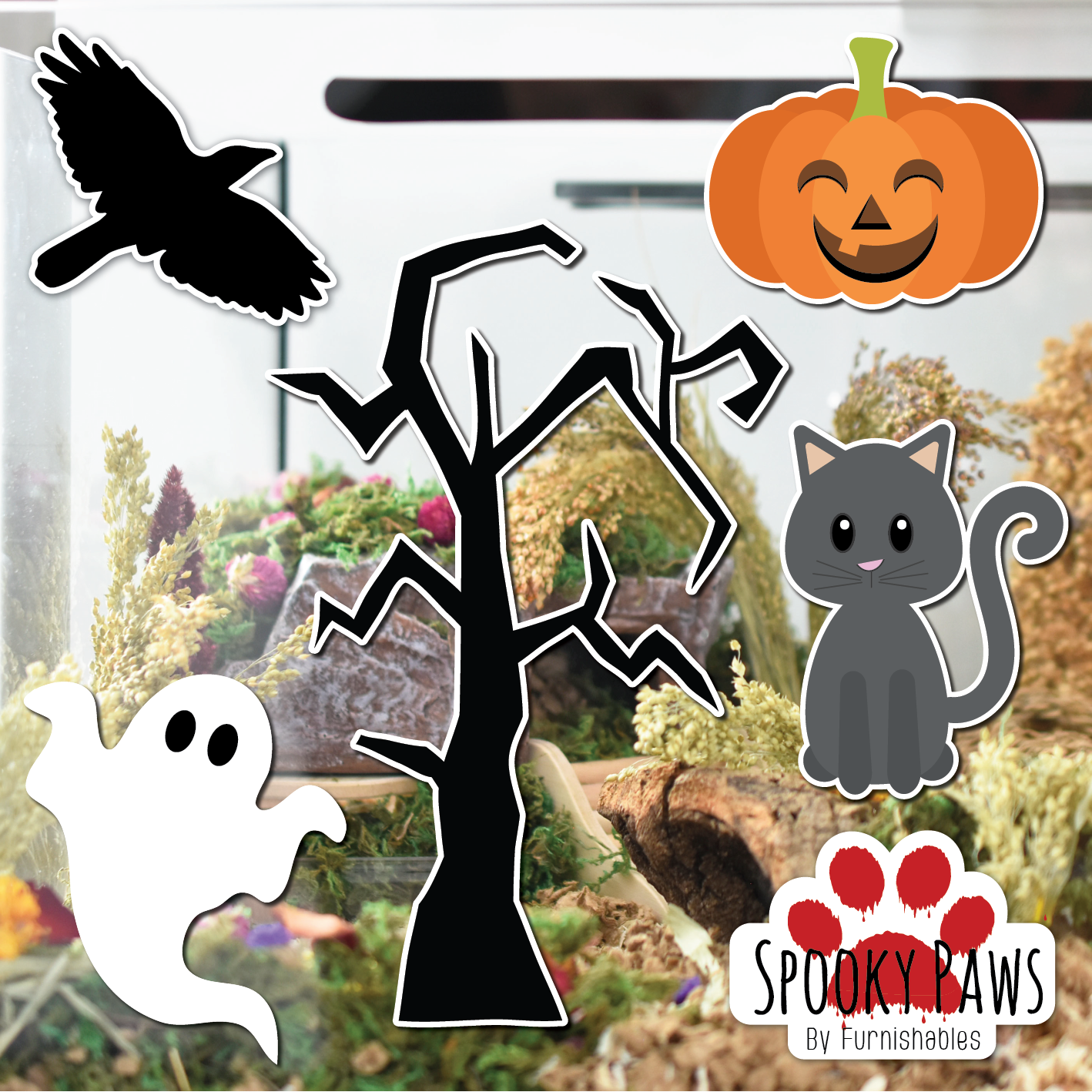 Spooky Paws | Static Cling | Pet Cage Theme