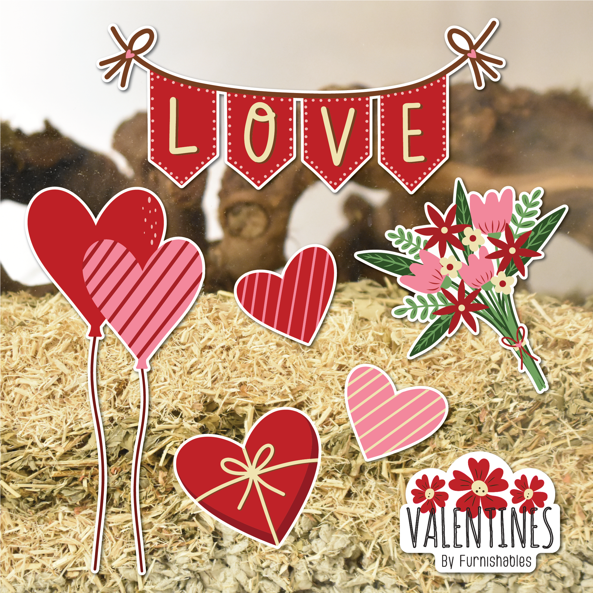 Valentines | Static Cling | Pet Cage Theme