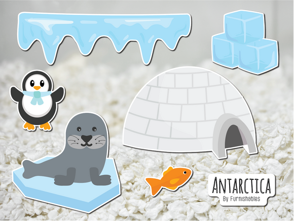 Antarctica themed static cling stickers for decorating small pet tanks, cages and habitats - made by Furnishables