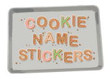Mockup of the cookie themed font of Furnishables pet cage name stickers. 