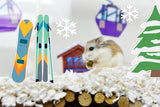 A hamster in a ski resort created with Furnishables Mountain Resort static cling sticker theme